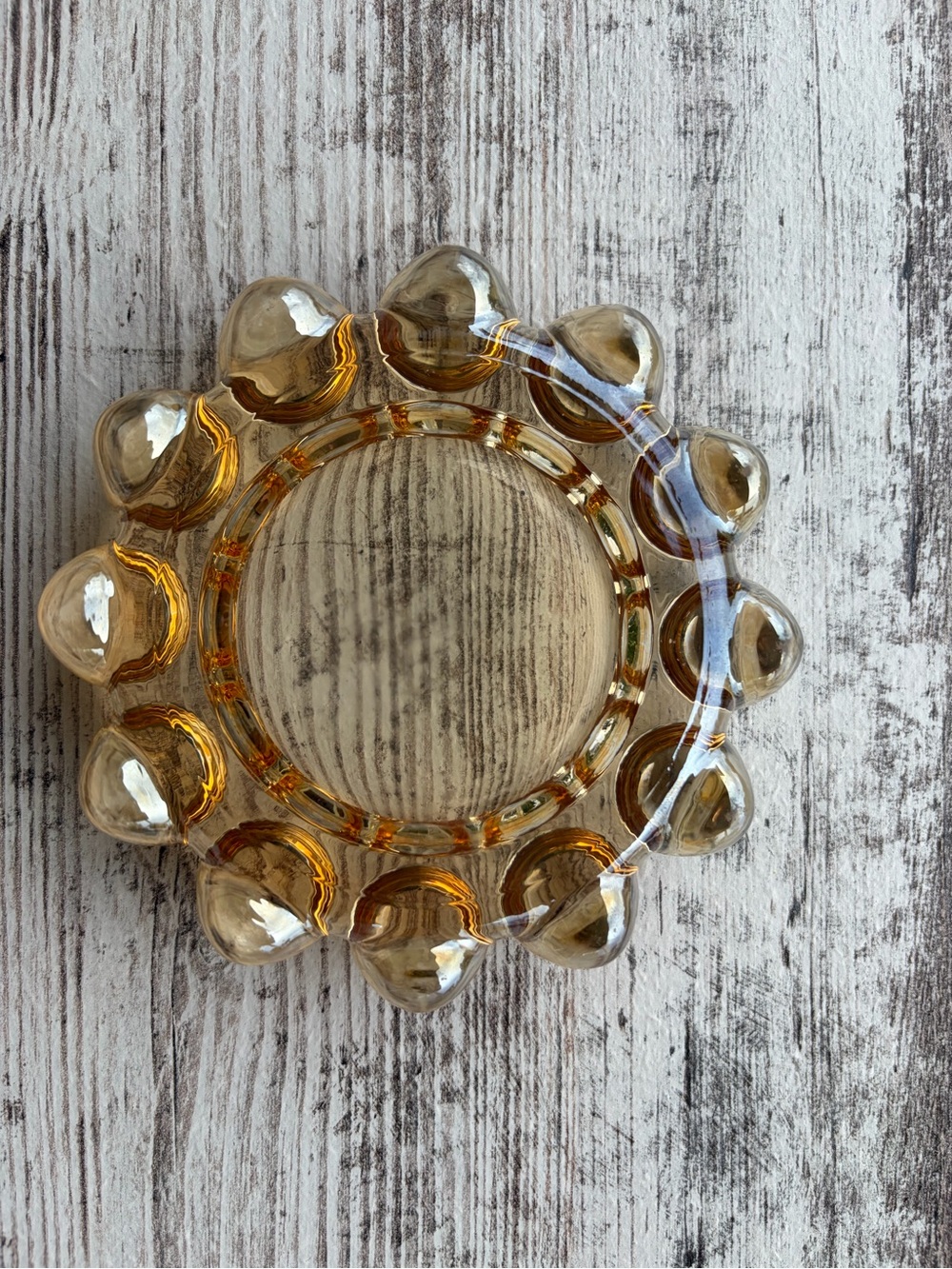 Vintage MCM Amber Boopie Bubble Anchor Hocking Glass Ashtray Dish Retro - Picture 4 of 5